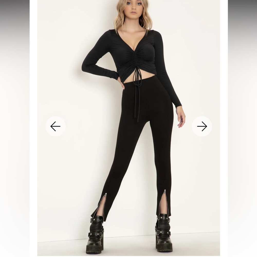 Blackmilk High waisted leggings with metal zippers